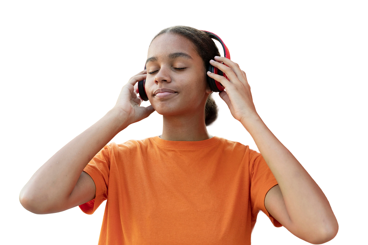 Pessoa ouvindo o audiotour